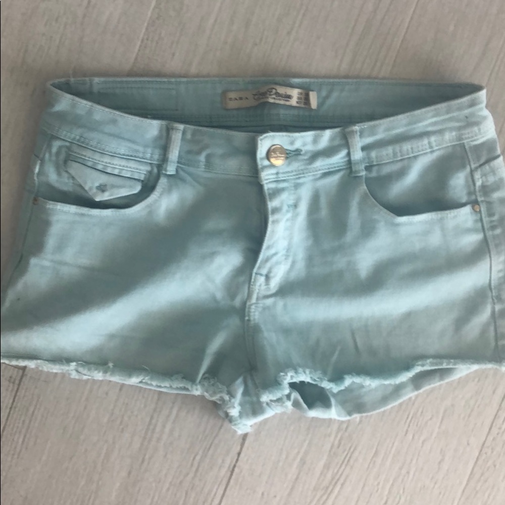 Light blue denim shorts
